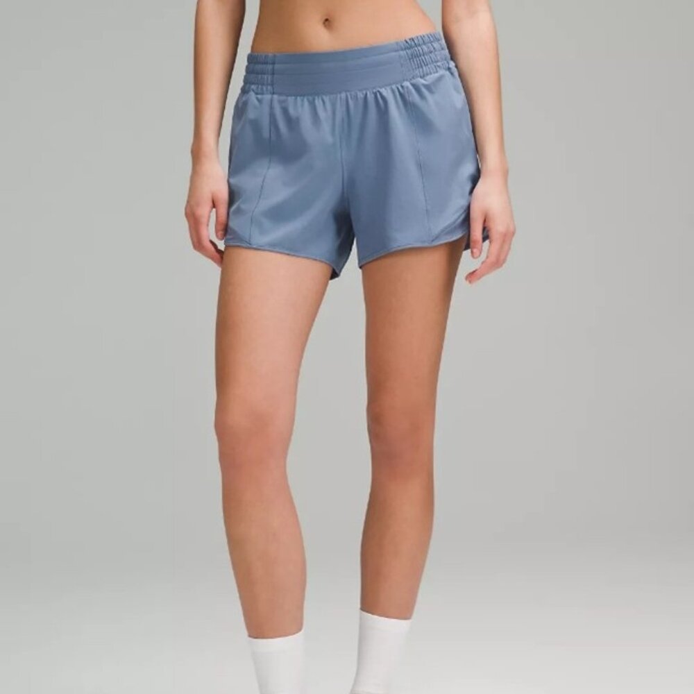 Lululemon Hotty Hot High-Rise Lined Short 4" in Oasis Blue, Size 6